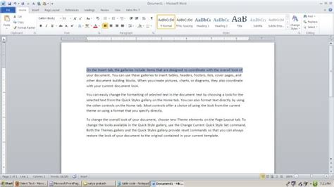 How To Select Text In Word 2010