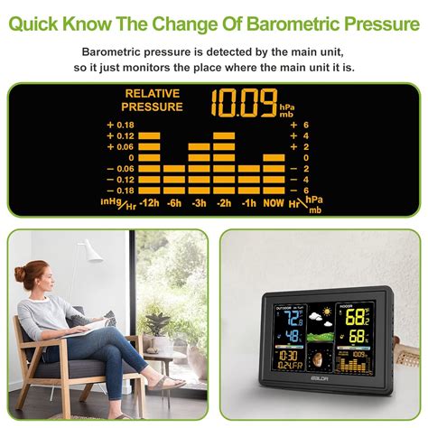 BALDR Estación meteorológica Interior Termómetro Digital Color LCD Fase