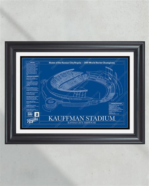 Kansas City Royals Kauffman Stadium Ballpark Blueprint Baseball Wall