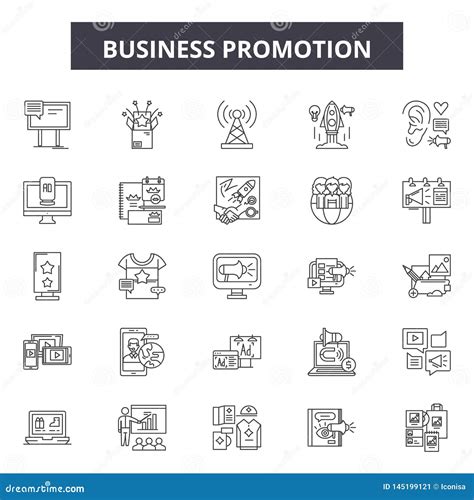 Business Promotion Line Icons Signs Vector Set Outline Illustration