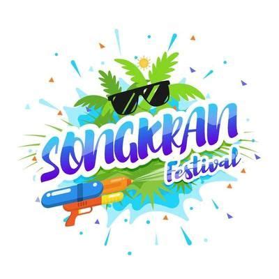 Songkran Festival With Thailand Landmark Silhouette Background 2128476