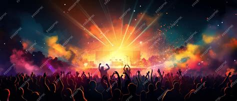 Premium Ai Image Grand Open Air Music Concert Festival With Cheering