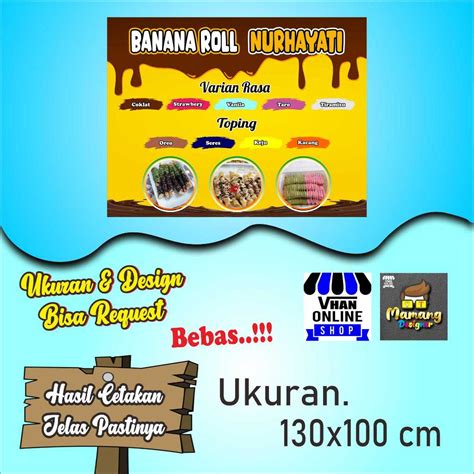 Jual Spanduk Banner Mmt Jualan Banana Roll Pisang Roll Model