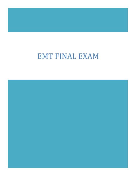 EMT Final Exam 2024 Questions And Answers Exams Of Nursing Exams