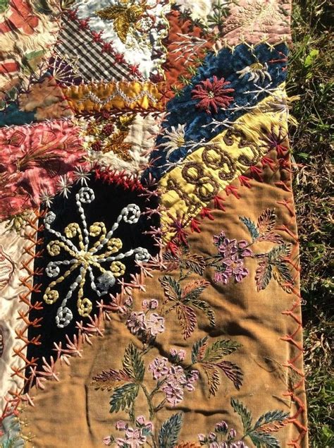 Heavily Embroidered Velvet Crazy Quilt Dated Crazy