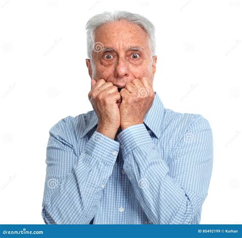 Afraid Old Man Stock Image Image Of Fright Gray Frightened 80492199