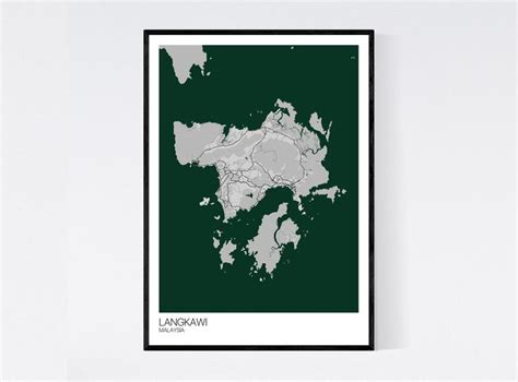 Langkawi Malaysia Map Art Print Many Styles Art Quality Paper Fast