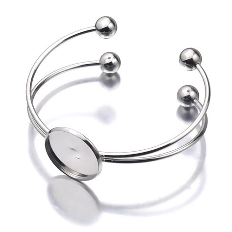 Pulseira ajustável de aço inoxidável base em branco redonda bandejas