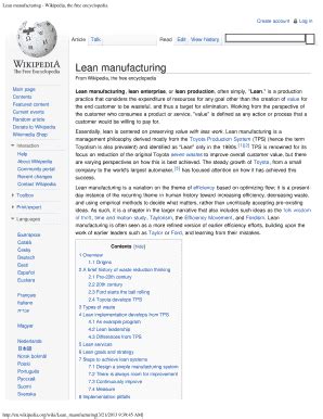 Fillable Online Lean Manufacturing Wikipedia The Free Encyclopedia