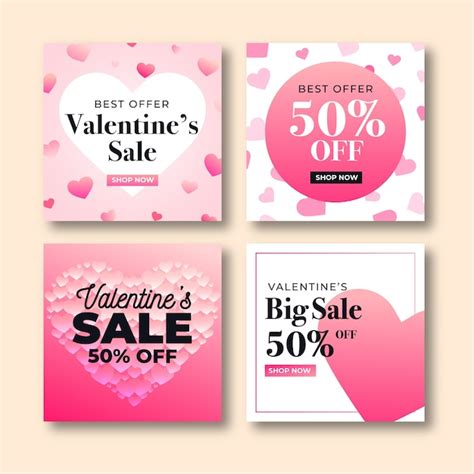 Free Vector Valentines Day Sale Instagram Post Collection