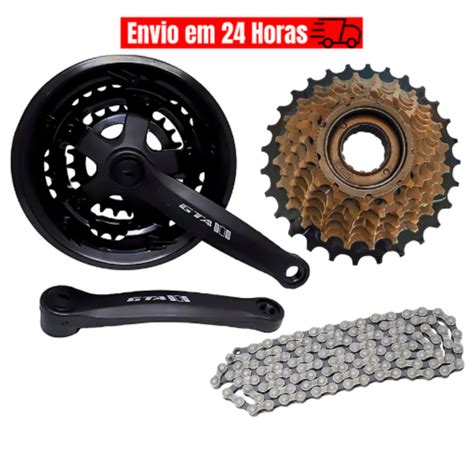 Kit Marcha Bicicleta Pedivela Pe De Vela Catraca Roda Livre 7v