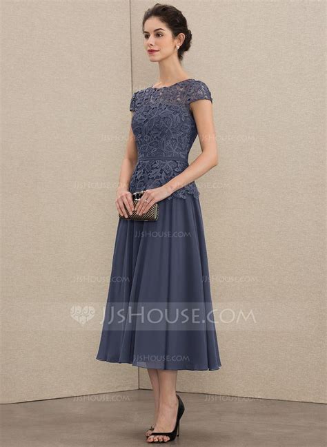 Us A Line Scoop Neck Tea Length Chiffon Lace Mother Of The