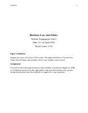 Week 2 WA Docx Wertheim 1 Business Law And Ethics Written Assignment