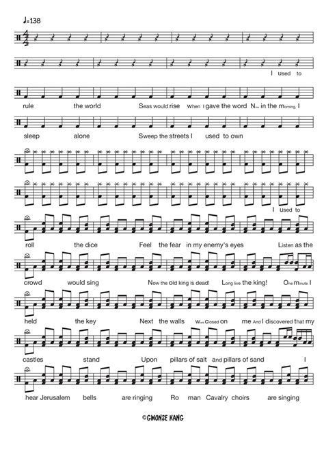 Coldplay Viva La Vida Sheet By Gwon S DrumLesson