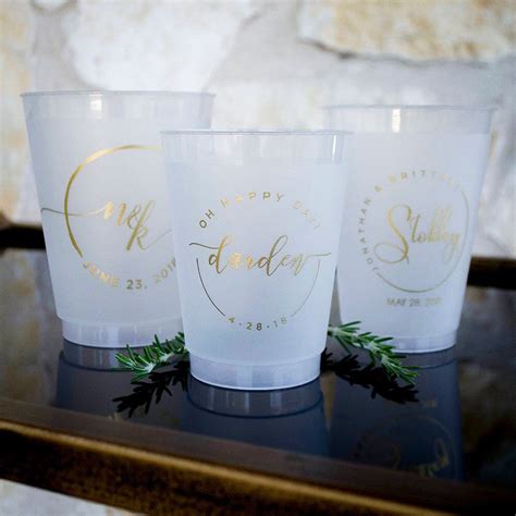 Modern Wedding Shatterproof Cups Monogram Cups Oh Happy Day Cups