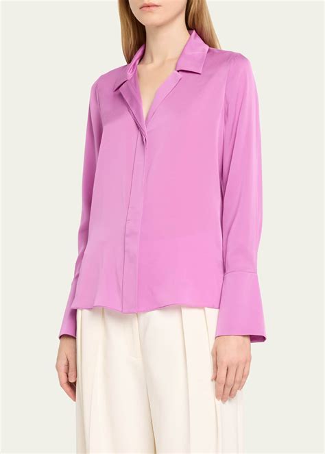 Kobi Halperin Liv Split Cuff Stretch Silk Blouse Bergdorf Goodman