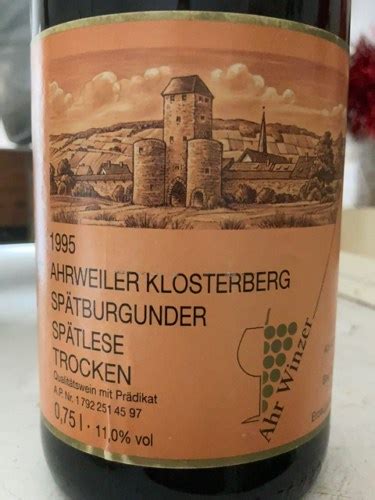 Ahr Winzer Ahrweiler Klosterberg Spätburgunder Spätlese Trocken Vivino 日本