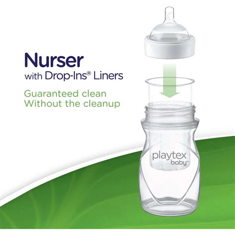 Playtex Baby Nurser Bottles with 5 Liners - Naturalatch Silicone
