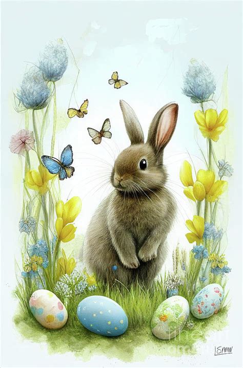 Vintage Easter Bunny Painting Digital Art by Laura's Creations - Fine ...