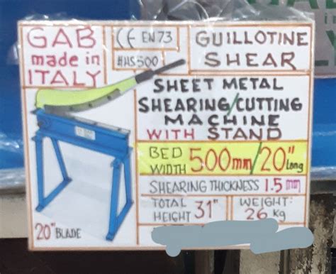 Metal Sheet Cutter CUTTING Shears shear shearing MACHINE manual Guillotine GAB ITALY 33K PESOS ...