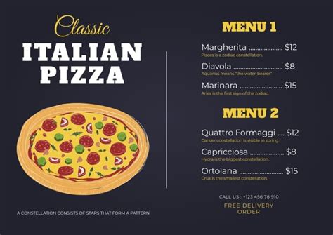 Personalize online this Flat Retro Pizza Menu layout