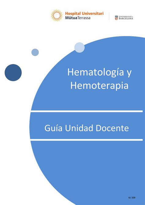 Pdf Hematolog A Y Hemoterapia La Actividad Asistencial Del