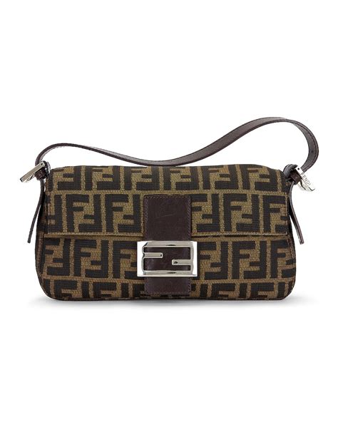 Fwrd Renew Fendi Zucca Mama Baguette Shoulder Bag In Brown Fwrd