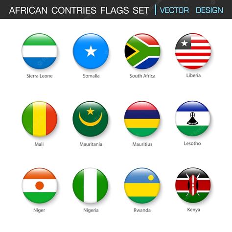 Premium Vector African Flag Icon Set In Circle Vector Design Elemant Illustration