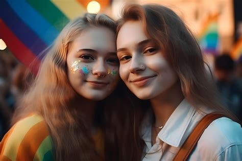 Premium Photo Portrait Of Happy Lesbian Couple Smiling Holding