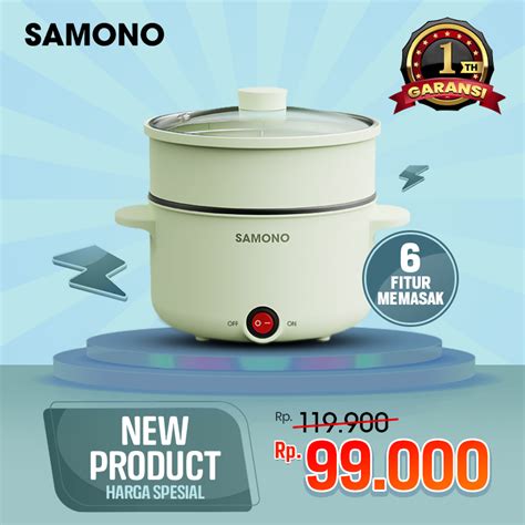 Jual SAMONO Panci Listrik 2 4 L 1 6 L Liter Fry Pan Teflon Keramik