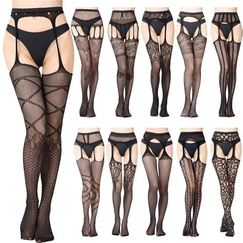 Collants érotiques en dentelle pour femmes entrejambe ouvert