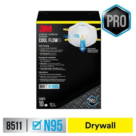 3m 8511 N95 Drywall Particulate Disposable Respirator With Cool Flow