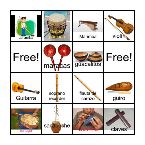 Music Instruments De Honduras Bingo Card