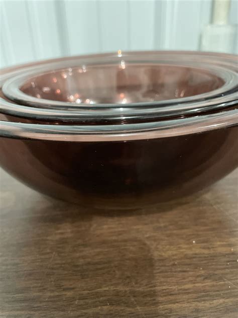 Pyrex Cranberry Amethyst Nesting Mixing Bowls Set Of 3 323 325 326 1