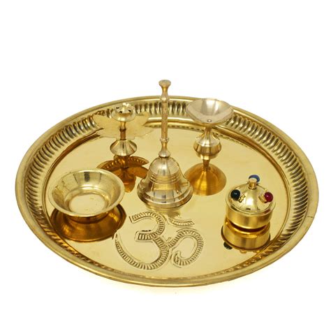 Buy Hashcart Pooja Brass Plate Set Dia In Indian Decorative