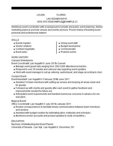 Event Coordinator Resume Examples Templates