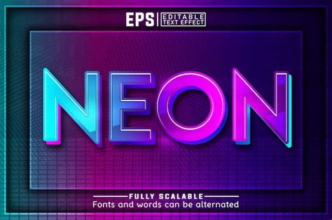 Premium Vector NEON 3d Editable Text Effect