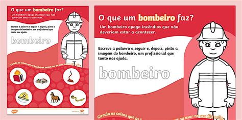 O Que Faz Um Bombeiro - O que um bombeiro faz? - Ficha de atividade (teacher made)