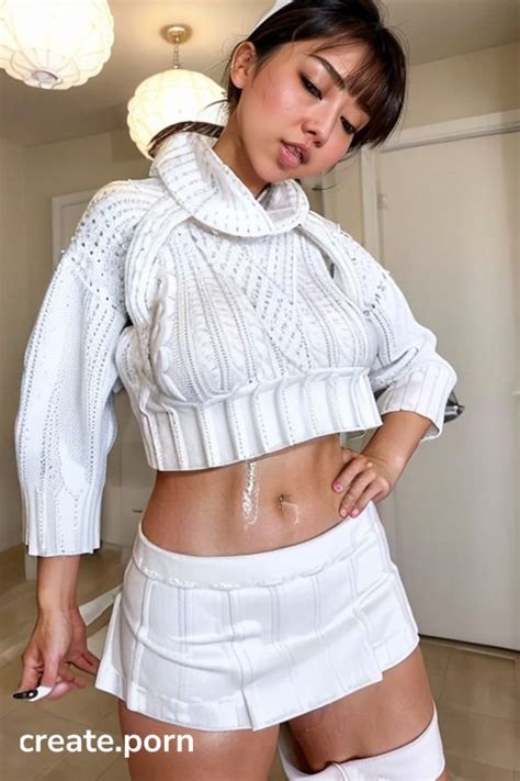 Orgasm Supporting Ass White Knit Crop Sweaterwhite Mini Skirt Ai Porn