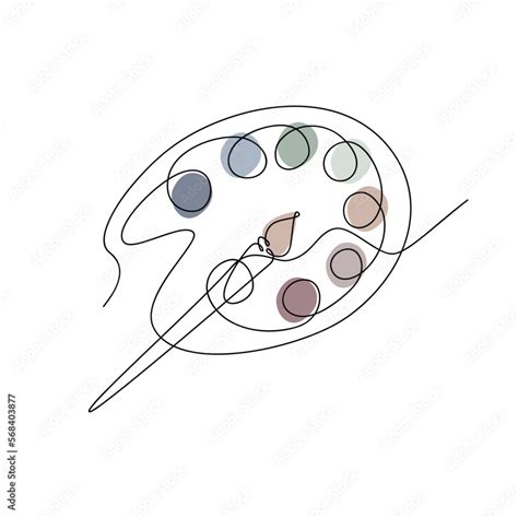 artist palette  paints  brush vector   continuous drawing