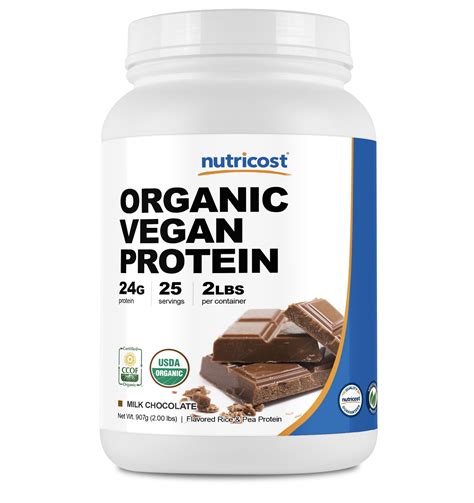 Nutricost Organic Vegan Protein Powder Chocolate 2 Lbs Plant Based Certified Organic