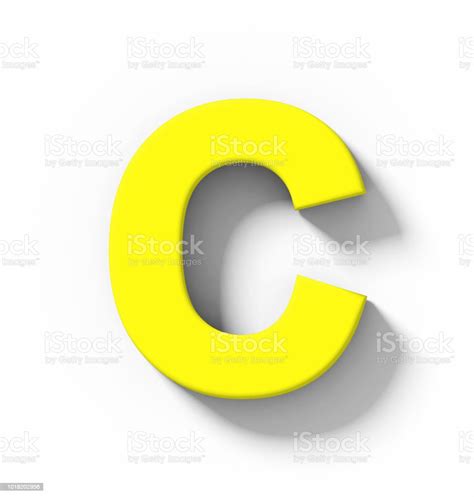 Letter C 3d Yellow Isolated On White With Shadow Orthogonal Projection