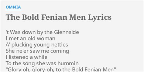 THE BOLD FENIAN MEN LYRICS By OMNIA T Was Down By