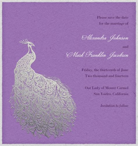 Plated Peacock Wedding Cards