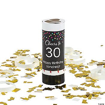 Personalized Milestone Birthday Confetti Party Poppers - 12 Pc ...