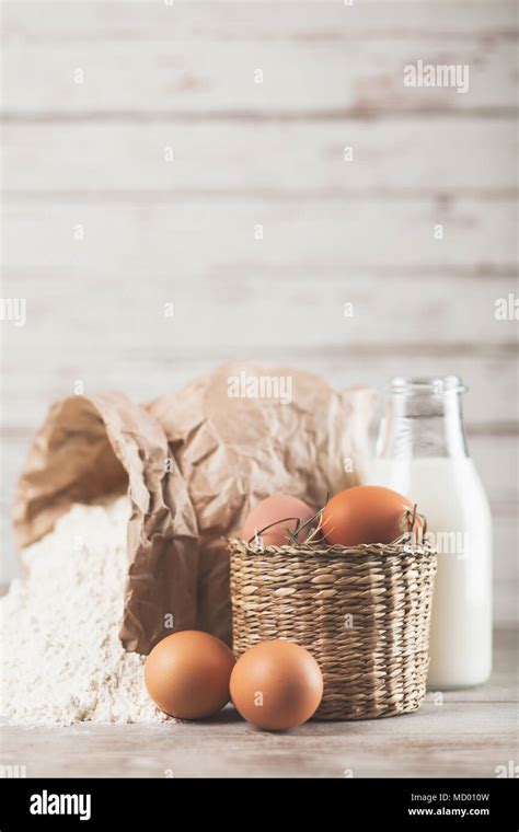 Eggs Flour And Milk Stock Photo Alamy