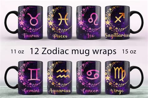 Aquarius Zodiac Sign Mug Sublimation Png Full Wrap Design