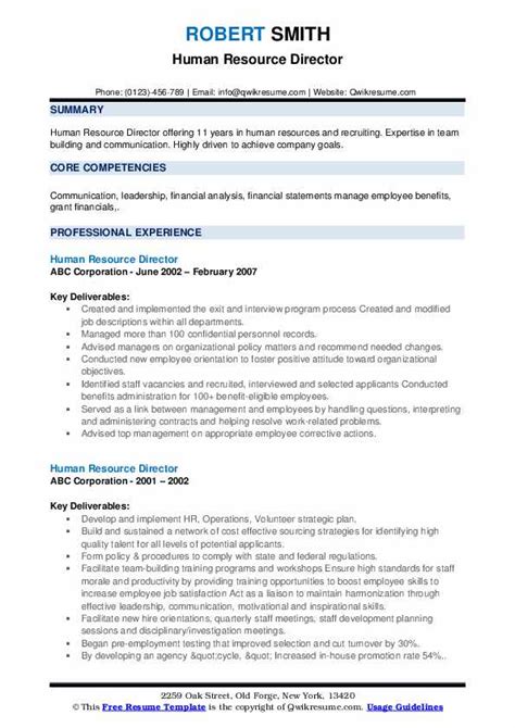 Human Resource Director Resume Samples Qwikresume