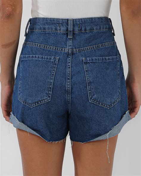 Riachuelo Short Jeans Feminina Mom Barra Desfiada Denim M Dio Pool