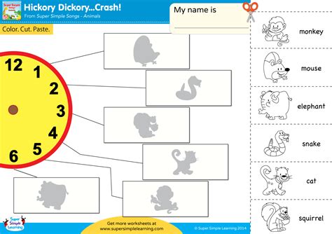 Hickory Dickory Crash Worksheet Cut And Paste Super Simple